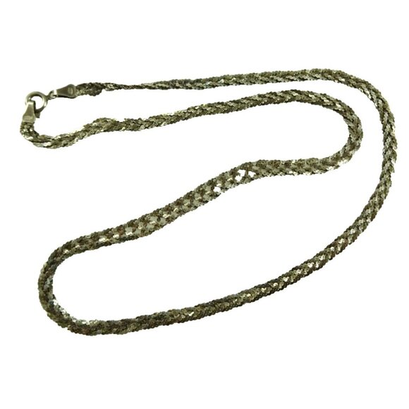 Flat Braid 925 Sterling Silver Necklace Choker Style 17in - Picture 2 of 7